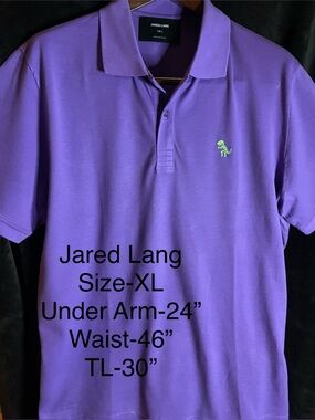 Exclusive Jared Lang 100% Pima Cotton Purple Polo XL